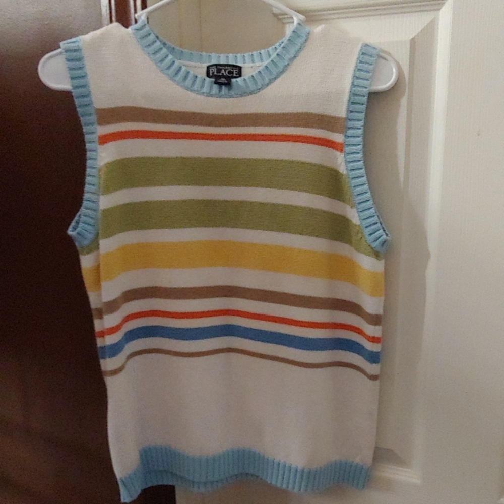 Striped V neck sweater vest
